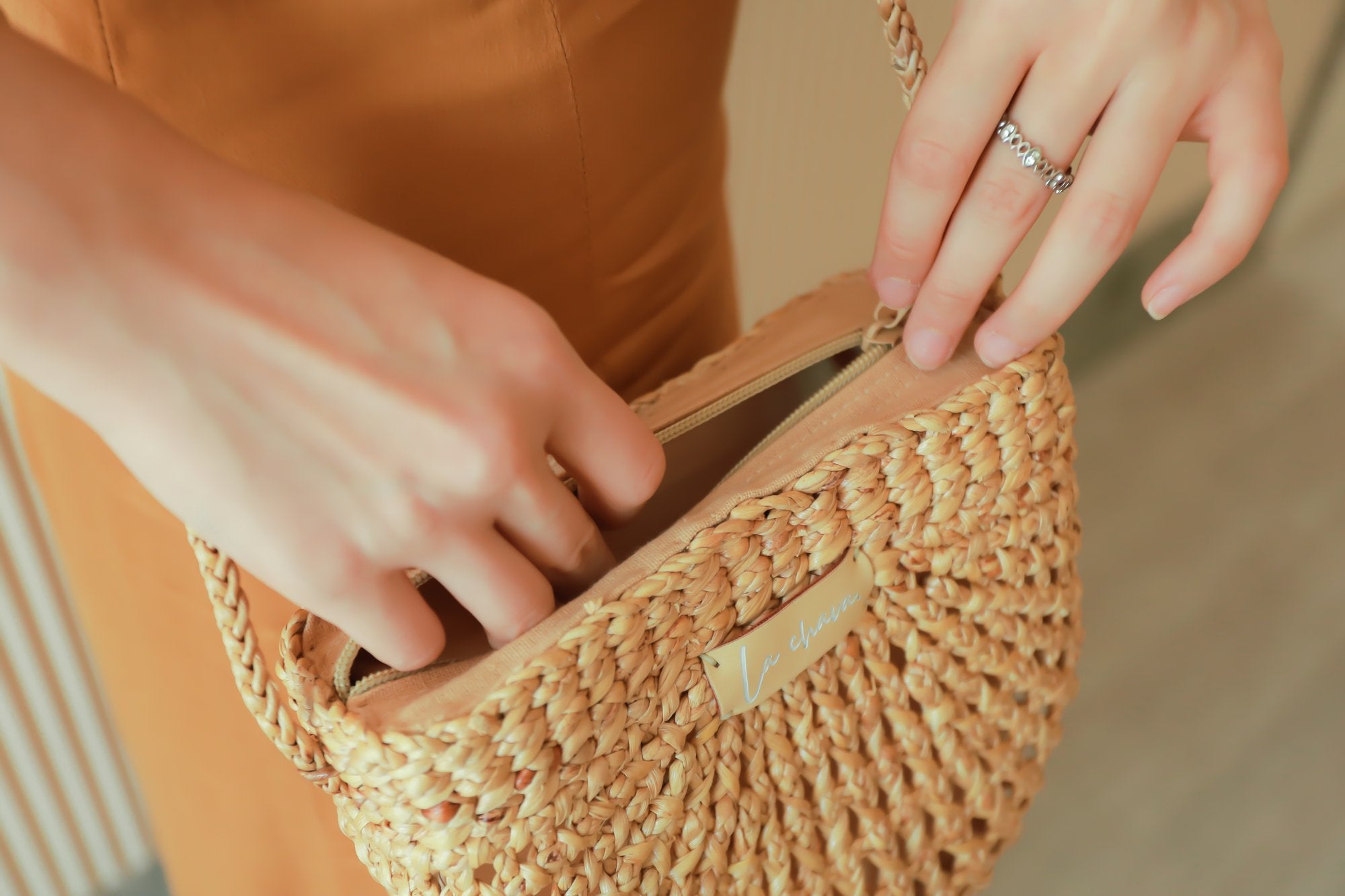 Sustainable fashion straw handmade bags