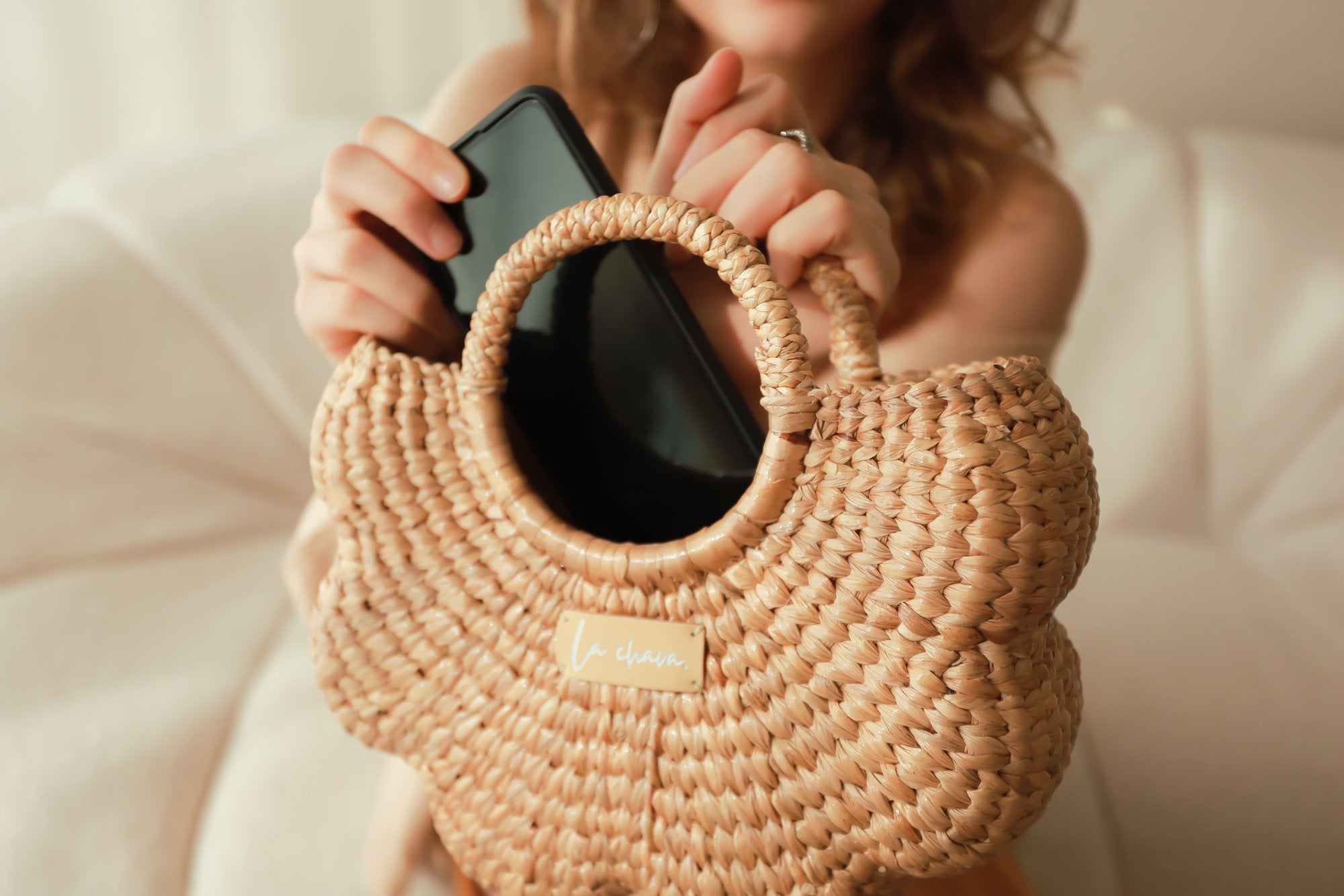 Sustainable fashion straw handmade bags